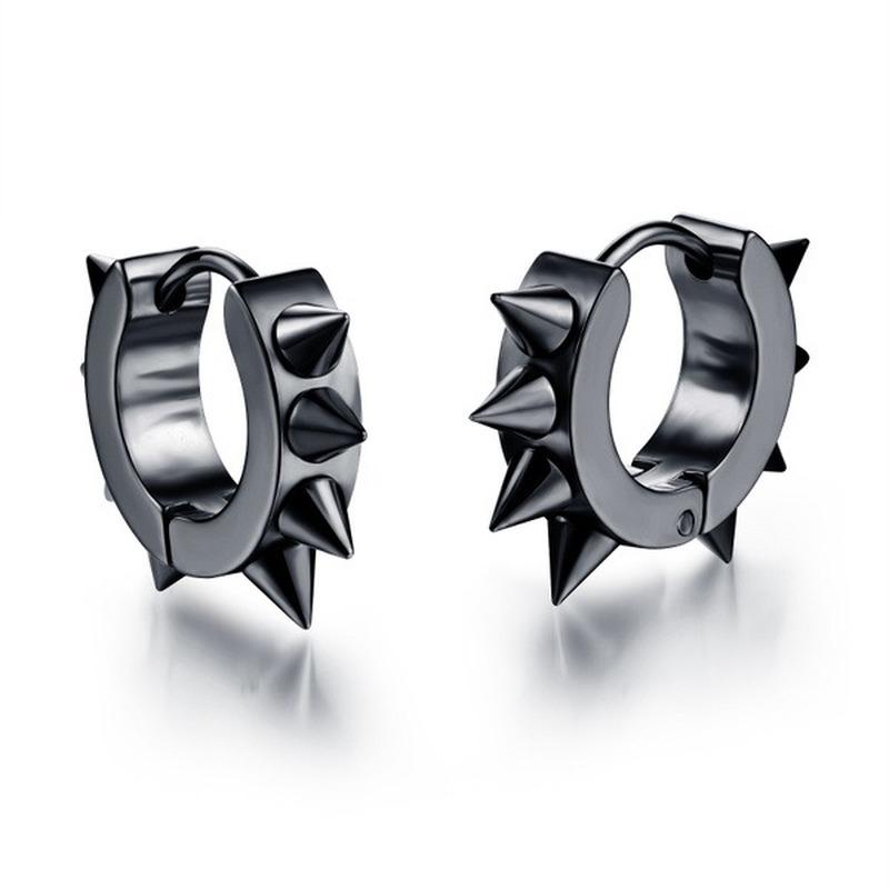 1Pair Personality Rivet Titanium Steel Punk Stud Earring Gothic Hoop Earrings Fashion Unisex Sharp Needle Ear Buckle