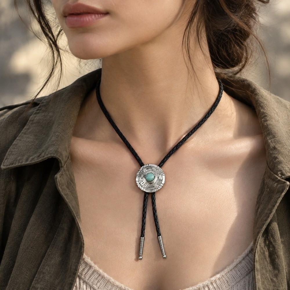 Braided Cowboy Necktie Adjustable Western Necklace Gift Bolo Tie Holiday Costume