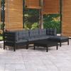 Day and Night - Day and Night Garden Furniture 6 Pieces with Black Pine Wood Cushions