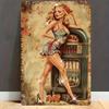 Retro Metal Wall Sign  Vintage 1940s PinUp Girl  Jukebox Design Durable Iron Rustic Wall Art for Bar Music Room Antique