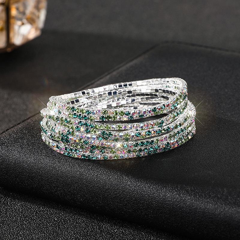 Diamond Elastic Bracelet Color Zircon Rhinestone Claw Chain Crystal Bracelet Gemstone Full Diamond Jewelry