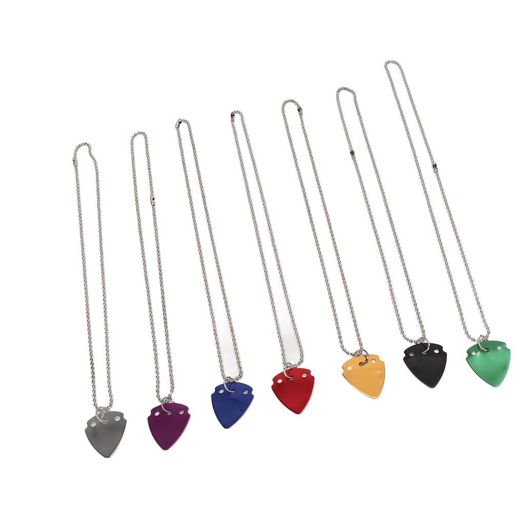 7PCS Guitar Pick Necklace Colorful Unique Design Portable Artistic Metal Guitar Pick for Musician