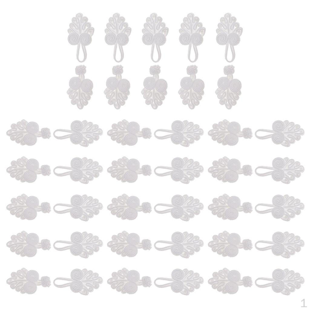 20 Pairs Chinese Knot Frog Buttons With Beads For Cheongsam