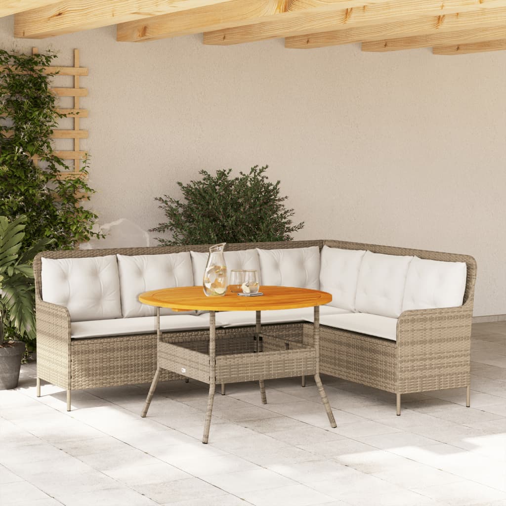 2 Piece Garden Sofa Set with Cushions Beige Poly Rattan