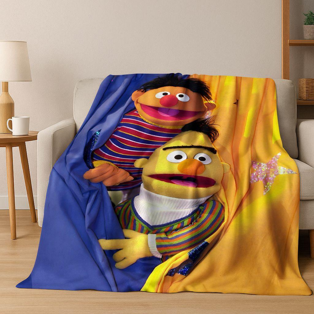 3D S-Sesame Cartoon Art Flannel Blanket,Cozy Soft Throw Blanket for Home Bedroom Bed Sofa Picnic Office Cover Gift Kids