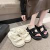 Thick-bottomed cool slippers for women's 2025 summer new casual soft-bottomed soft-sided muffin bottom heightening cool slippers for women