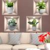 4ps Creative Floral Green Flower Pot Pattern Self-adhesive Wall Stickers Removable Stickers for Home Decoration