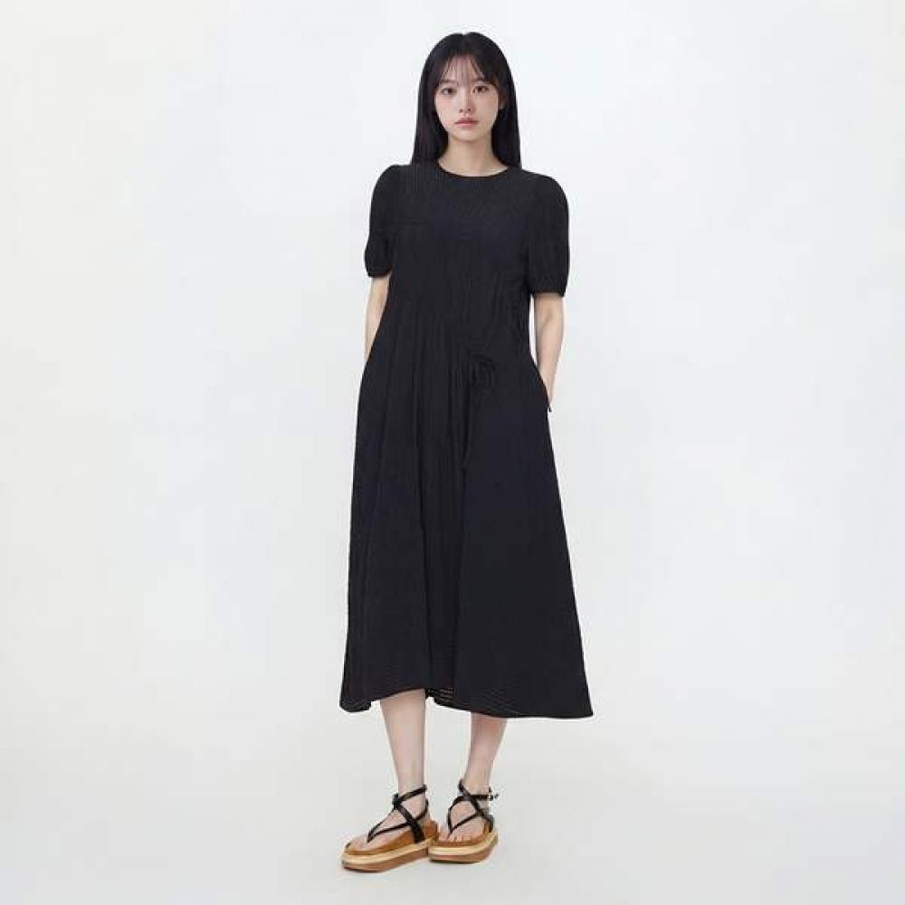 

Lap Shirring Point Gingham Check Long Dress As2wo467 BK (black)/FF