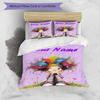 3PC Custom Name Colorful Fantasy World Bedding Set Printed Bedding Set Duvet Cover Closure Includes 1 Duvet Cover & 2 Pillowcases for All Seasons Bedr