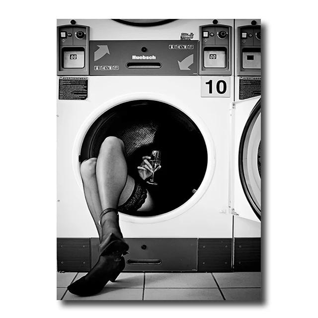 Vintage Mode Väggkonst Poster Tryck Svartvitt Canvasmålning Heminredning Kvinna Bilder Vardagsrum Cuadros