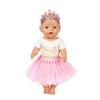 Set of 3 Birthday Doll Pink Clothing Accessories Including Skirt Romper Headband for 43cm / 17Inch Newborn Baby Doll (No Doll)