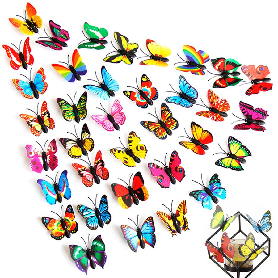 12pcs/Pack Color Butterfly Magnetic Refrigerator Sticker for Kitchen Living Room DIY Wall Stickers Home Decoration Accessories