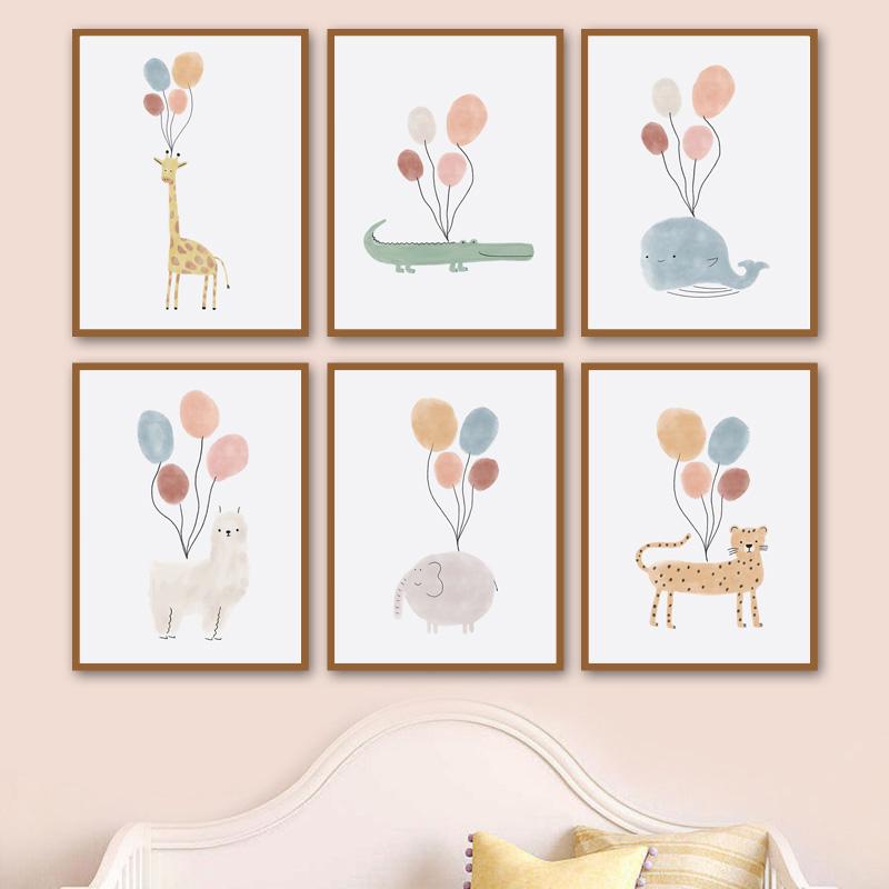 

Жираф Слон Крокодил Альпака Леопард Детская Стена Искусства Отпечатки Холст Картины Скандинавский Плакат Настенные Панно Детская Комната Декор