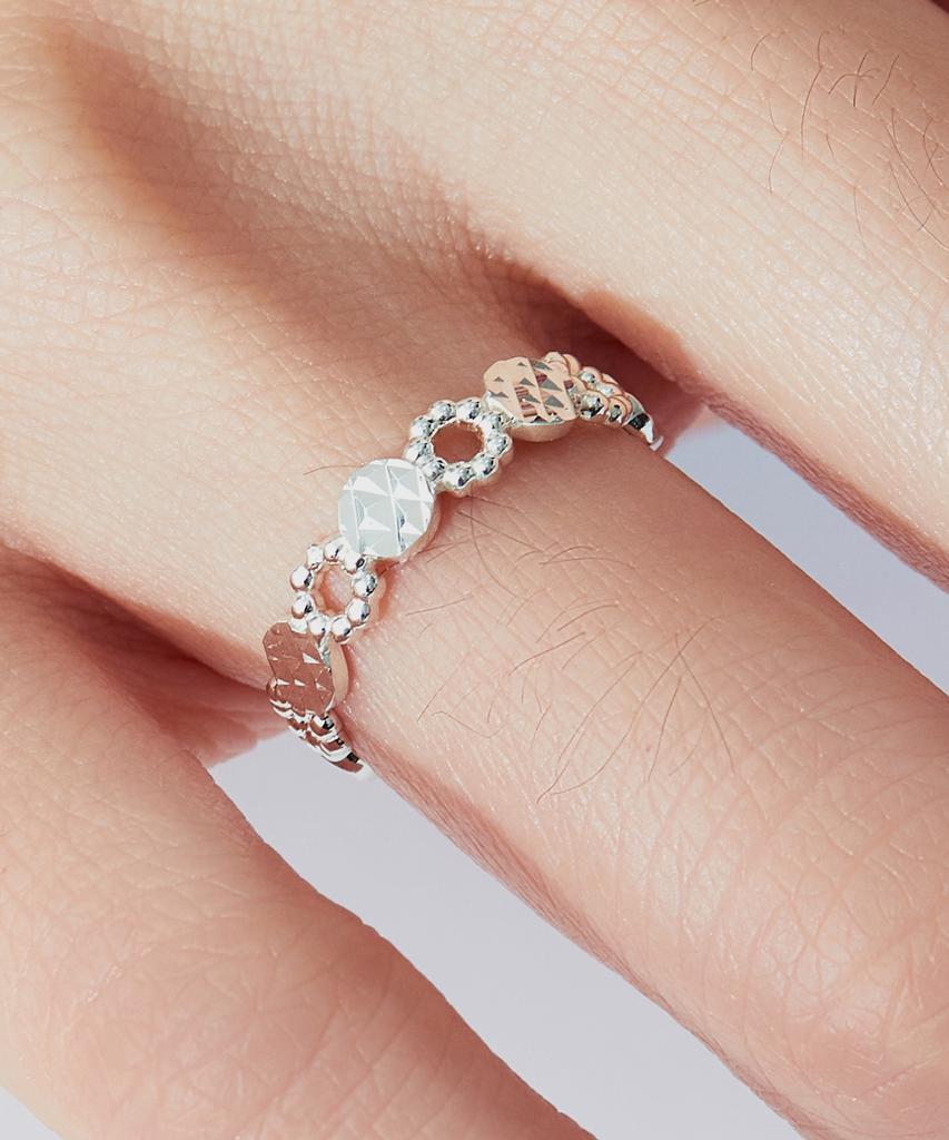Helene Jewelry 925 Silver Cutting Circle Line Ball Miss Ring (Type D)
