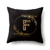 Polyester Pillowcase Black Gold Flower Home Decoration Print Pillowcase 26 English Letter Cushion Cover
