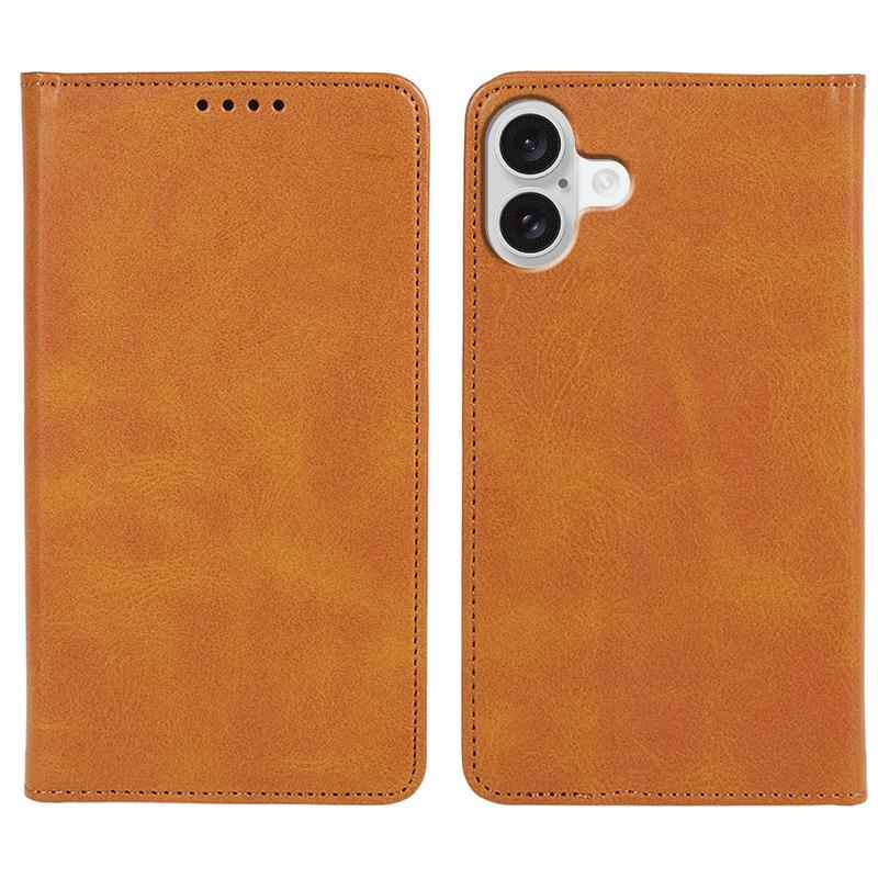 For iPhone 17 Case Strong Magnetic PU Leather Phone Cover Calf Texture
