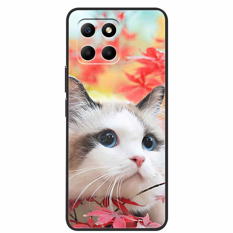 Für Honor 70 Lite Hülle Weiches TPU Silikon Bemalte Katze Schwarze Rückabdeckungen Für Huawei Honor70 Lite RBN-NX1 Hüllen Honor 70Lite 5G Tasche
