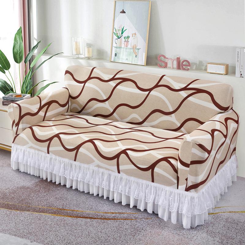 Lace Double sided Skirt Sofa Cover Elastic Sofa Universal Cover  Full Cover Cover  Anti Slip and Dust-proof Sofa Cover  Universal for All Seasons