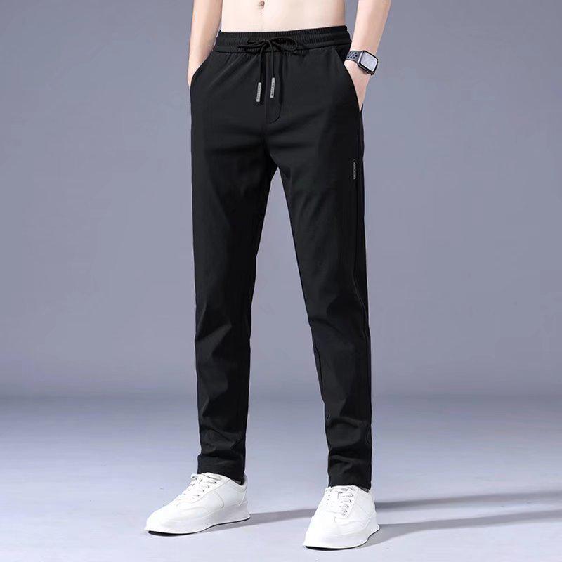 Men's Autumn & Winter Casual Korean-Style Straight Pants with Plus Velvet and Elastic Waist.