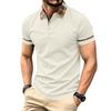Heren Poloshirt met Korte Mouwen en Contrasterende Geruite Kraag en Knopenlijst Gestreept Design Casual Zomer Lichtgewicht Top
