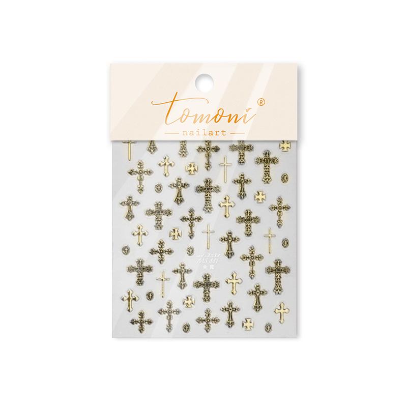 Tomoni & Moshi Metal Nail Art Stickers - DIY Dark Retro Cross Ornaments