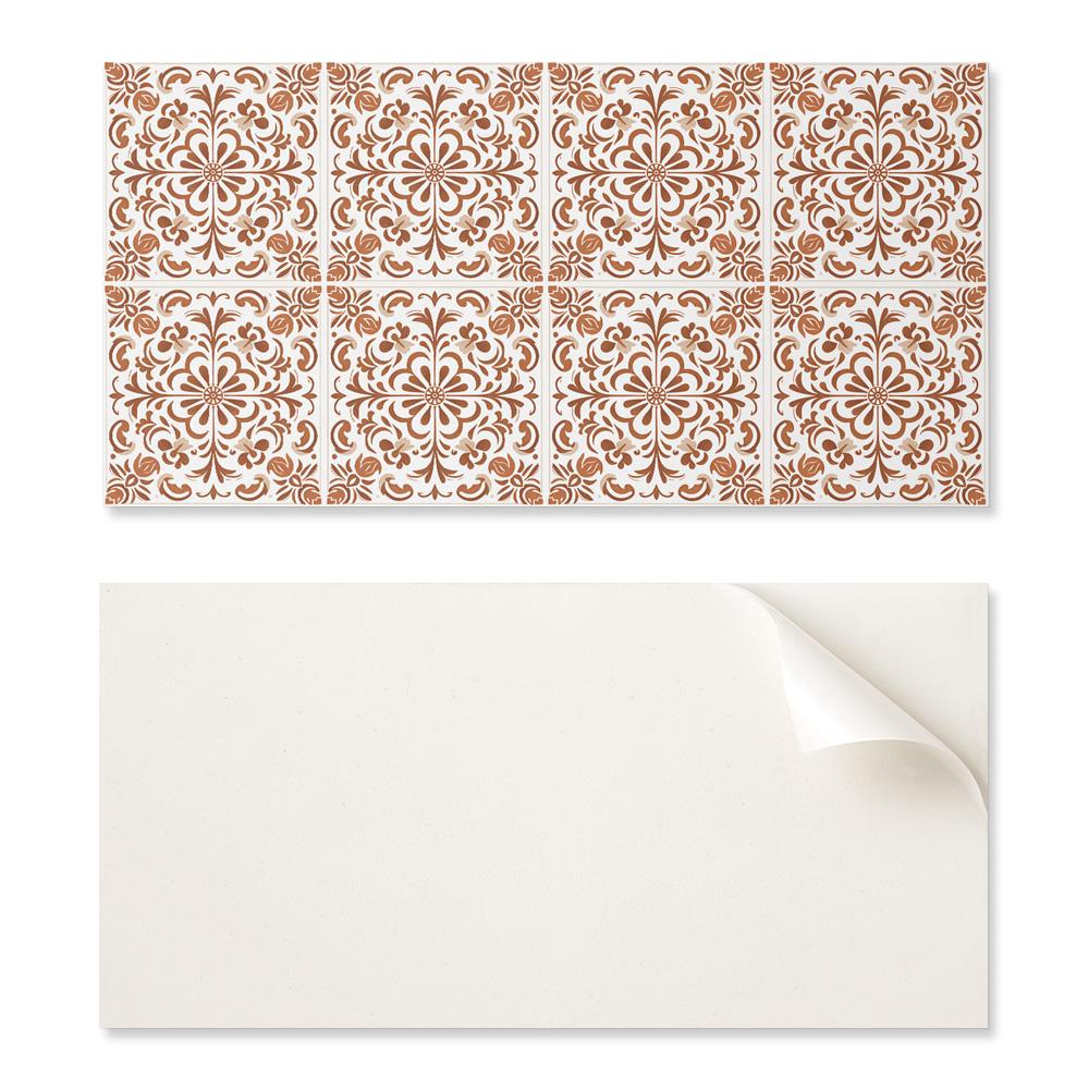 Zestaw Kafelków Pcv Z Dekorem Do Kuchni Lub Łazienki Ornamentalny Wzór Kwiatowy 10X40X20 Cm