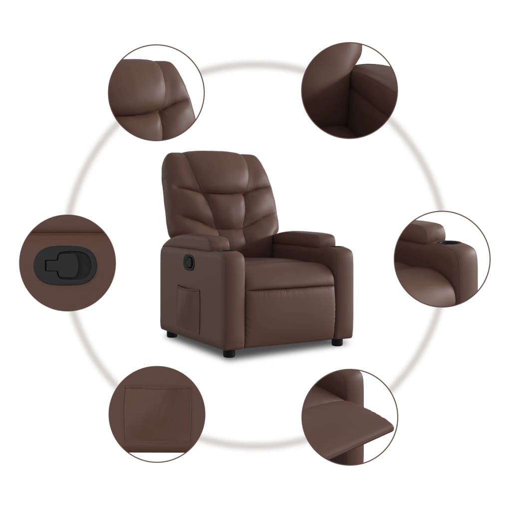 Relaxation Armchair In Brown Synthetic Leather
