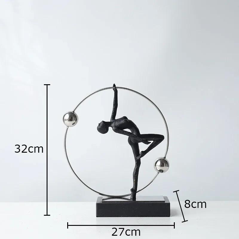 Cast Iron Gymnast Figures Statue Abstract Crafts Desk Decoration Ornaments Minimalism Character Sculpture Room Aesthetics Decor