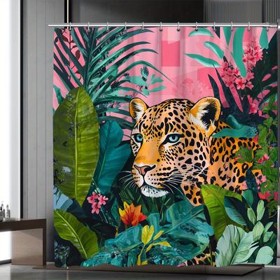 1 Piece of Exquisite Leopard Shower Curtain, Woven Fashion Theme, Suitable for All Season Bathroom Decoration, Bathroom Curtain