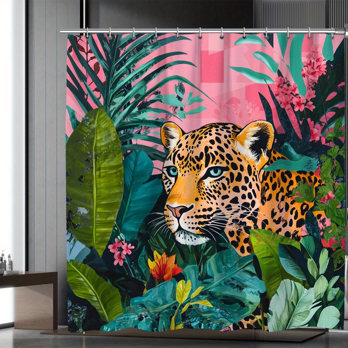 

1 piece of exquisite leopard shower curtain, woven fashion theme, suitable for all season bathroom decoration, bathroom curtain 90X180cm