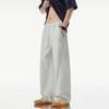 American solid color simple trendy brand splicing scimitar sweatpants men's trend loose wide leg drape daily casual pants
