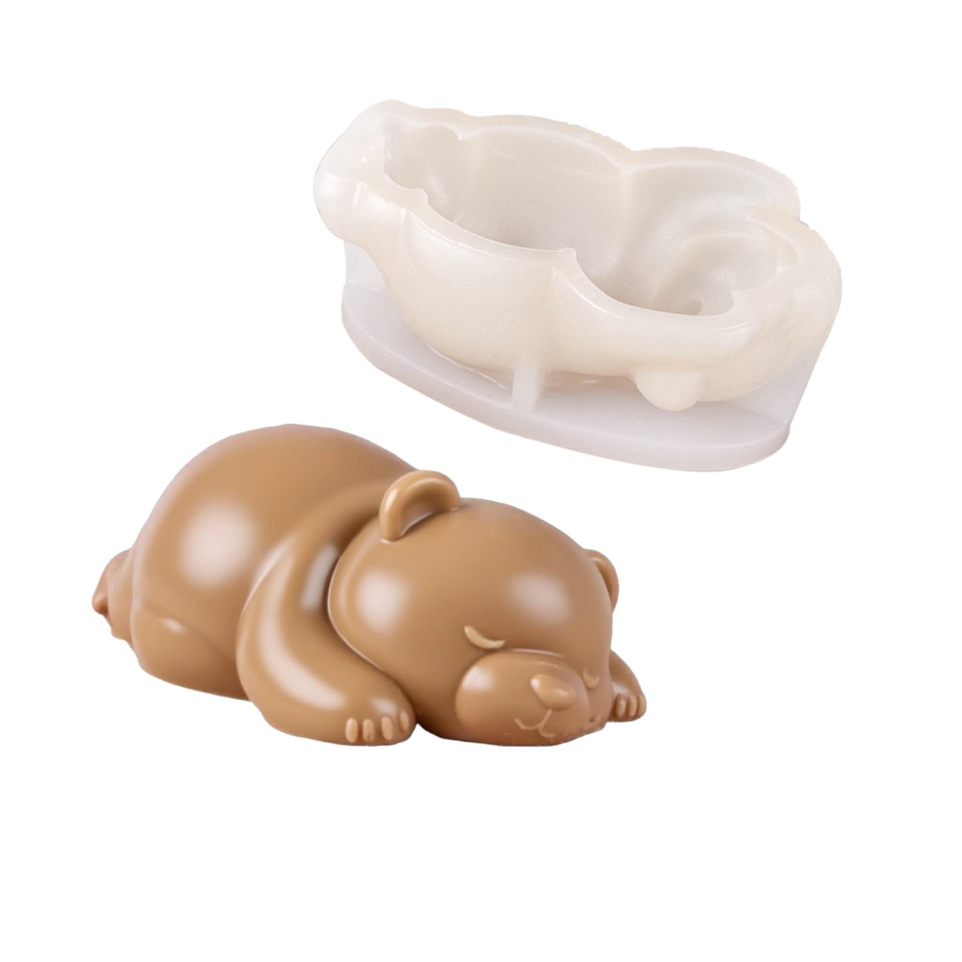 

Sleeping Bear Silicone Mold, Mousse Cake Pudding Ice Cream DIY Chocolate Candy Jelly Soap Bakeware, BPA Free Non-Stick
