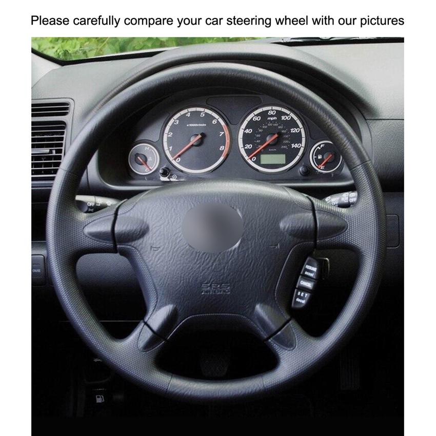 Black PU Artificial Leather Car Steering Wheel Cover for Honda CR-V CRV 2002 2003 2004 2005