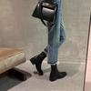 Premium Cowhide Edition~ Square Head Washed Leather Skinny Short Boots Thick High Heel Thick Sole Small Ankle Boots Women's Autumn and Winter