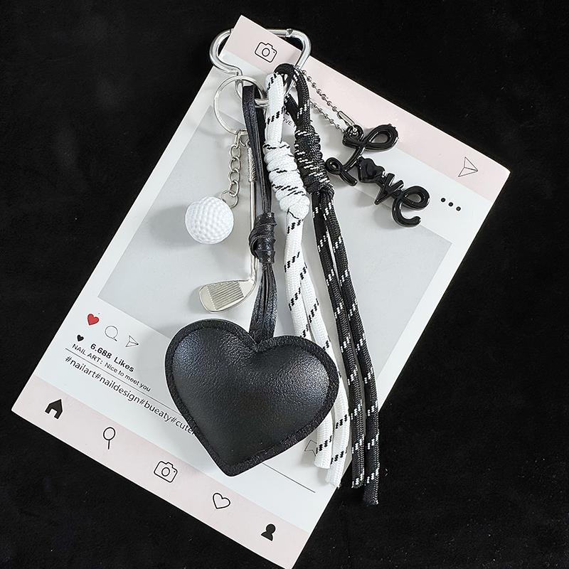Yogodlns PU Leather Bag Pendant Braided Rope Gift Design Heart Shape Bag Charm Decor Car Key Ornament