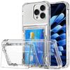 Transparent 4 Credit Card Holder Slot Shockproof Case for IPhone 16 15 14 13 12 11 Pro Max Plus 16E 16Pro I16 Clear Phone Cover