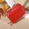 Elegante cartera multitarjetas para mujer - Cartera de mano con doble cremallera | Monedero informal de piel sintética con elegante tarjetero de cocodrilo