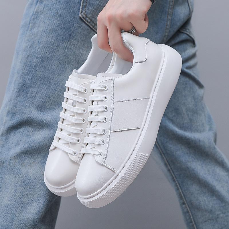 Leather men's shoes board shoes spring and autumn casual little white shoes cowhide European goods versatile breathable soft sole driving four seaso