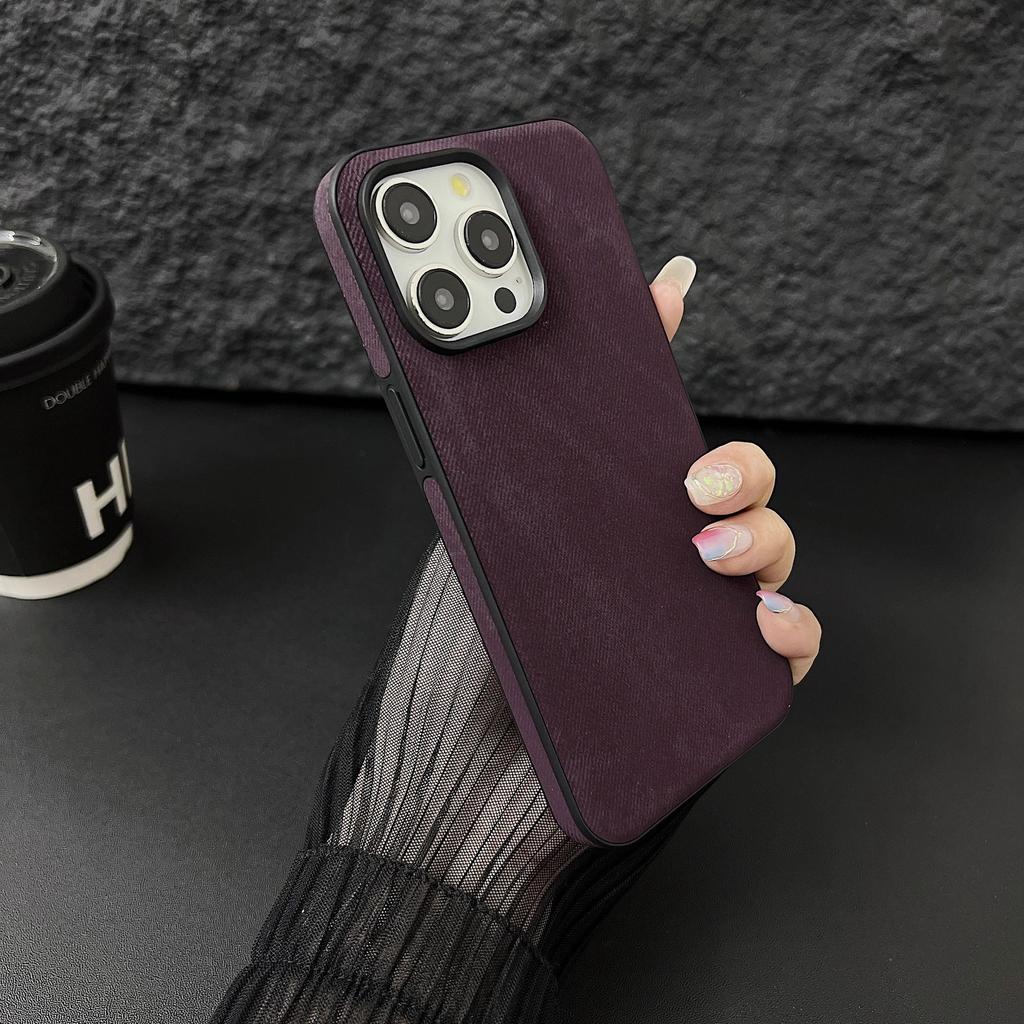 Applicable To Apple 16promax Mobile Phone Case New Denim Pattern 15 Lambskin 14 Silicone Matte 13 Protective Cover 12