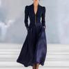 Elegant V-Neck Puff Sleeve Long Formal Dress Women Solid Color Satin Party Gown