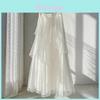 French Style White Mesh Midi Skirt With Abstract Pattern For Elegant Spring Wear