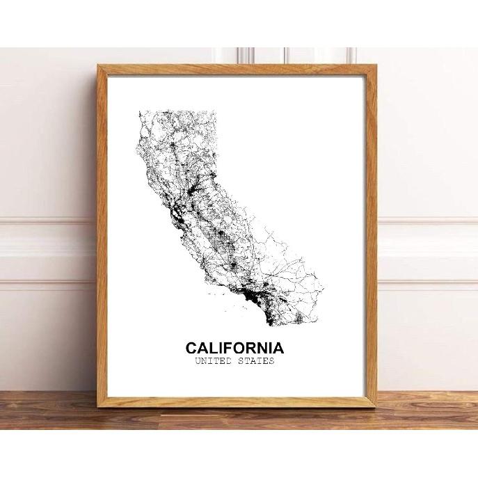 Eleville 8X10 Unframed California United States Country View Abstract Road Modern Map Art Print Poster Wall Office Home Decor Minimalist Line Art