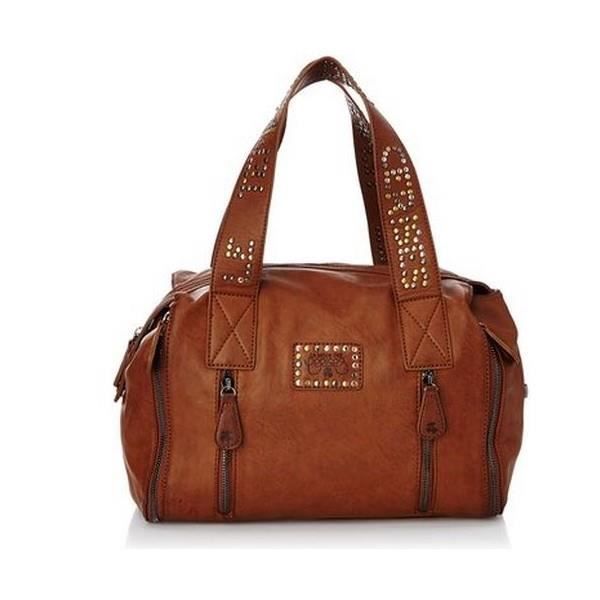 Sac Bowling - LE TEMPS DES CERISES - Marron - PU - Fermeture zippée - Anses fixes