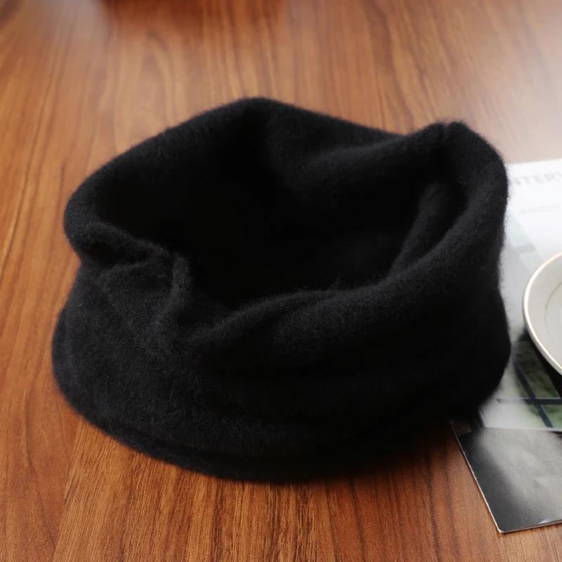 Pure Wool Knitted Ring Scarf Elegant Neckerscarf Female Soft Warm Cashmere False Collar Neck Warmer Hairband Winter