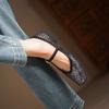 Krazing Pot Cow Skin Summer Spring Autumn Low Heels Women Square Toe Mary Janes Metal Buckle Shallow Pumps