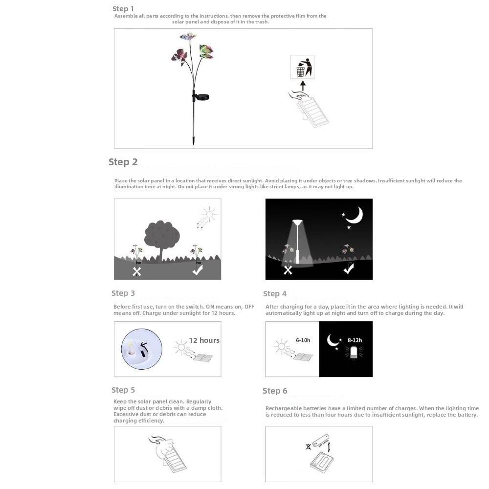 3 Heads Solar Powered Butterfly Lamp Waterproof RGB Garden Floor Lamp Cordless Realistic Landscape Lawn Lamp Patio Walkway