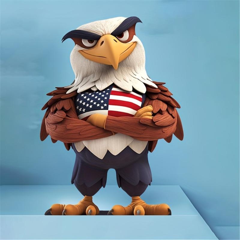 Wooden Bird Sculpture Patriotic Bird Figurine Perfect for July 4th and Memorial Day Table Decoration