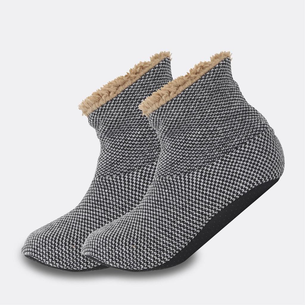 Men's Non-Slip Fleece-Lined Warm Socks - Mid-Calf, Indoor Winter Floor Footwear