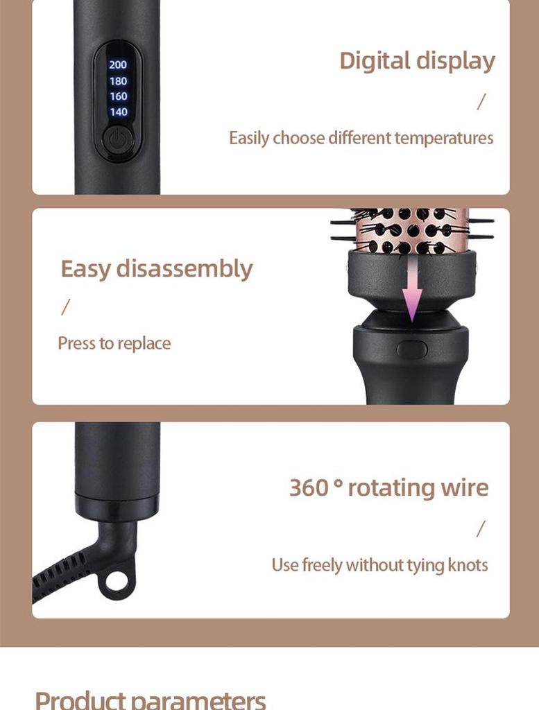 Five-in-One Interchangeable Barrel Curling Iron and Straightener with Replaceable Heads and Fluffy Comb