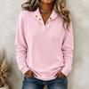 Women's Loose Fit Collared Button Front Sweatshirt, Color Long Sleeve Pullover